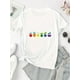 thumbnail image 2 of Camiseta de verano para mujer Suave elegante con Cuello redondoWomen's Casual Black T-Shirt with Colorful Potted Plant Print - Short Sleeve, Round Neck, Comfortable Polyester Blend, Ideal for Summer, 2 of 6