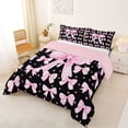 thumbnail image 2 of Erosebridal Ribbon Bow Full Size Comforter Sets For Girls Kids,Pink Cute Stars Bedding Sets For Bowtie Lover ,Pink Reversible,3pcs, 2 of 7