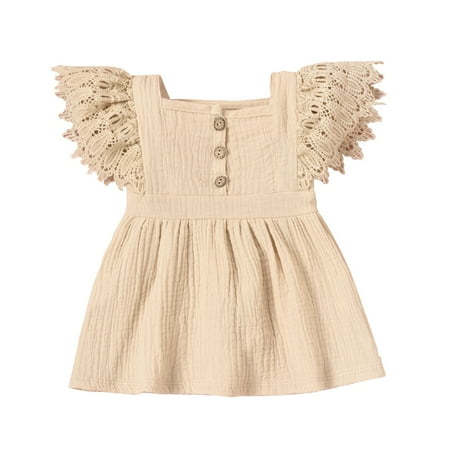 

Pedort Dresses For Girls 2023 Elegant Girl s Flutter Sleeve Stretchy A-Line Swing Flared Skater Party Dress A 80