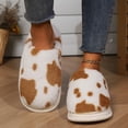 thumbnail image 6 of Gaexia Couples Men Women On Furry Flat Home Winter Round Toe Keep Warm Prints Slippers Shoes - w30-Brown, 6 of 6