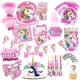 thumbnail image 2 of Suministros de fiesta de unicornio arcoíris rosa, pancarta, platos de papel, globos, servilleta, bolsa de regalo, envoltura, Baby Shower, decoraciones de cumpleaños para niños, 2 of 5