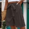 thumbnail image 4 of Iyufng Shorts for Women Plus Size Shorts,Women's Casual Shorts with Elastic Waist Tether Solid Color Straight Leg Short Pants, 4 of 7