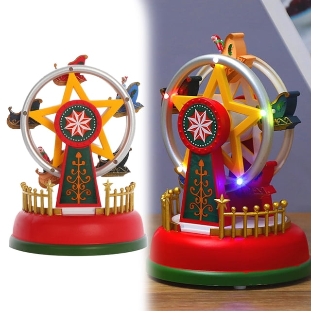 WRXMIJNHGSA Desktop Ornament Under $15 Music Box Christmas Mini Luminous Music Ferris Wheel Animated Desktop Decoration Music Box With Light Musical Christmas Animated Mini