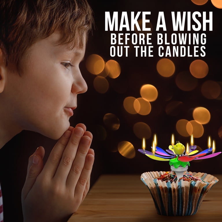 Nylea Birthday Cake Flower Candle, Lotus Rotating Design