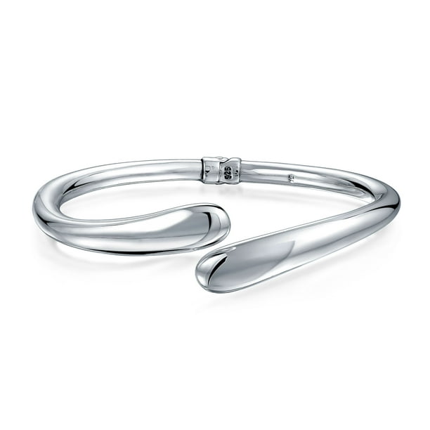 Bling Jewelry - Simple Rounded Tip Bypass Hinge Bangle Bracelet for