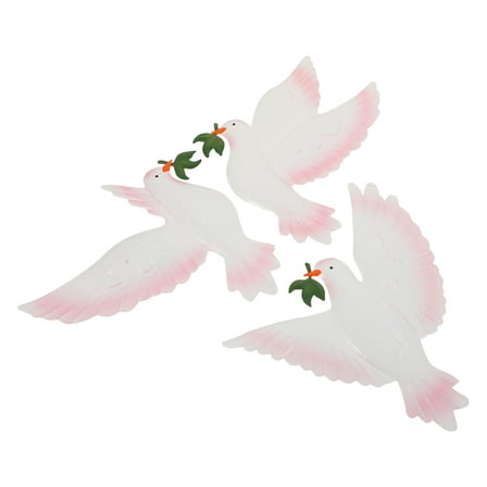 3Pcs Simple Iron Hangers Dove Decorative Wall Pendants (White)