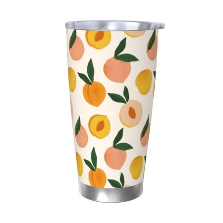 

Susaid Peach1 Print 20oz Car Cup Insulated Coffee Cup Fully Spill Proof Travel Coffee Mug Stainless Steel Tumbler for Work Home Outdoor Car-Without Straw
