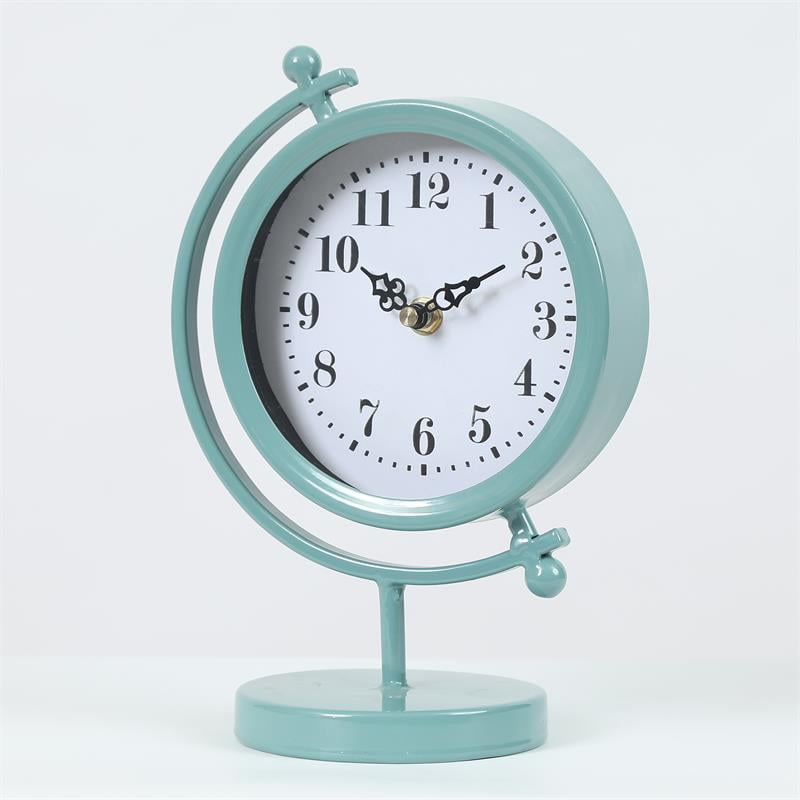 Round Decorative Tabletop Clock Teal