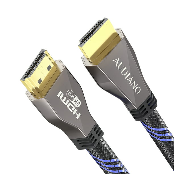 8K HDMI Cable, AUDIANO 48Gbps Ultra High Speed Nylon Braided HDMI 2.1 Cord 8K 60Hz 4K 120Hz 144Hz eARC Dolby Vision HDR10 HDCP Compatible with Sony Samsung Xbox PS4/5 Blu-ray-6.6ft/2M -