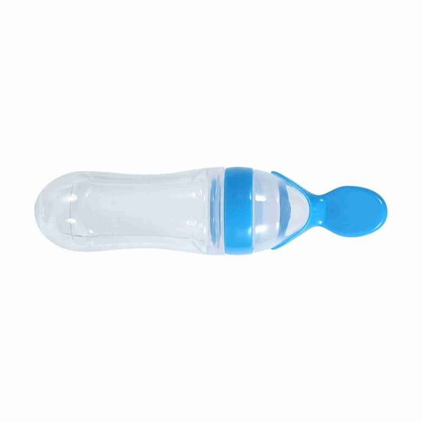 Biberón de Silicona para Bebé, Cuchara, 90ml, Alimentador Exrimidor de Cereales, Caliente