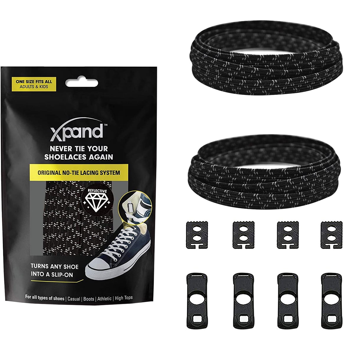 One Size fits ALL Xpand® Original No Tie Elastic Shoe Lace Lacing System 
