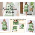 thumbnail image 3 of Agnes Orinda Women's Plus Size Boho Dresses Pleated Crew Neck Short Sleeve Flared Flowy Summer Casual Midi Sundress 1X Green, 3 of 8
