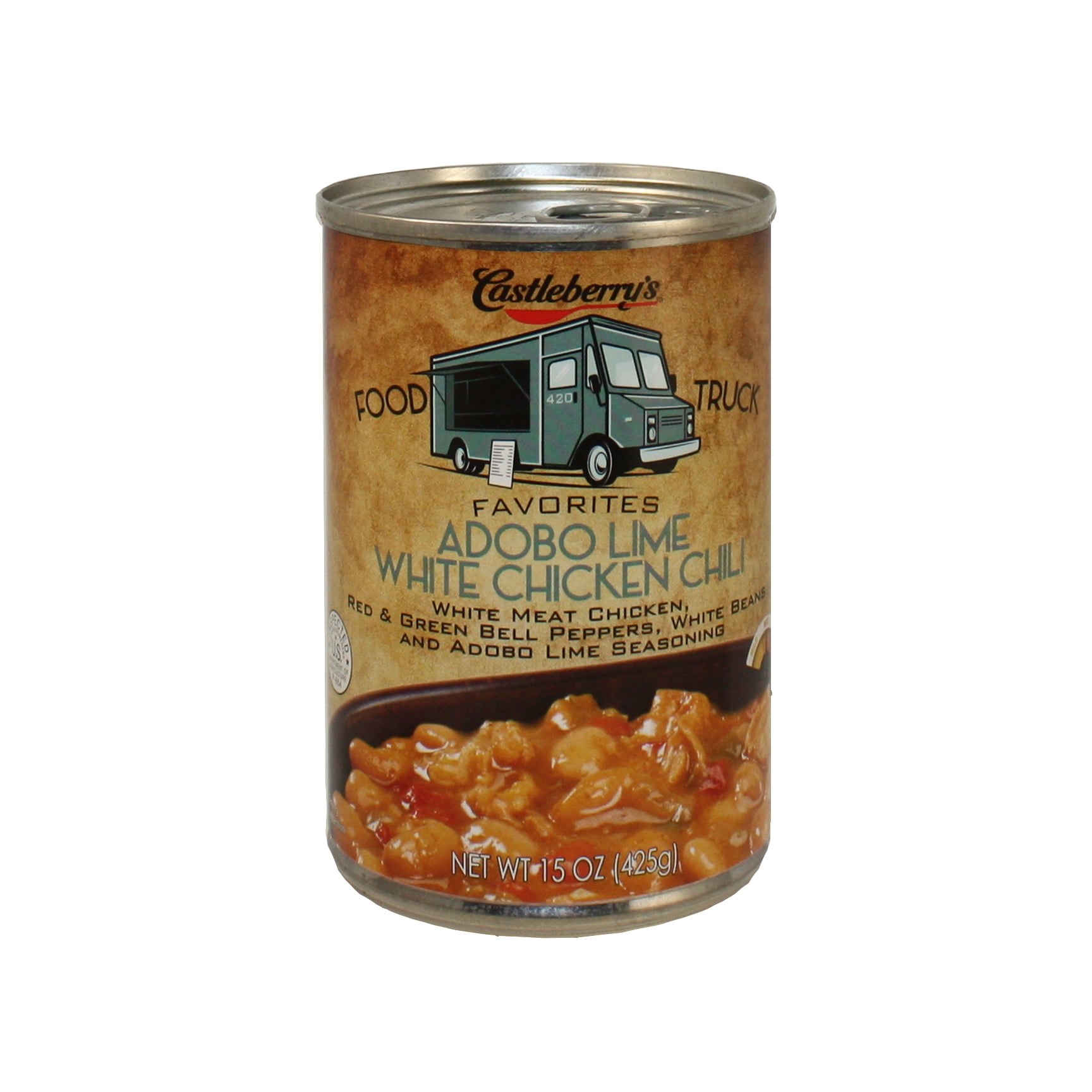 (4 pack) Castleberry’s Food Truck Favorites Adobo Lime White Chicken Chili, 15 oz Can – Heat & Serve White Chicken Chili