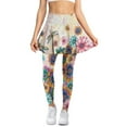 thumbnail image 2 of FUIALDOLG Abstract Hippie Flower Skirted Full Length Yoga Leggings with Pockets for Women Lady 70S 80S Clothes Dragonfly Tennis Skirt With Legging Tight Stretchy Athletic Pants,Size S, 2 of 7