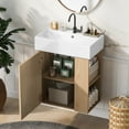 thumbnail image 2 of 21.6" Modern Floating Bathroom Vanity with Ceramic Basin - Perfect for Small Bathrooms,Wood, 2 of 17