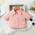 thumbnail image 5 of WQQZJJ Toddler Girl Outfits,Solid Color Cotton 3-Piece Set, Button Down Lapel Short Sleeve Shirt + Spaghetti Strap Camisole + Pleated Short Skirt Set, 5 of 9
