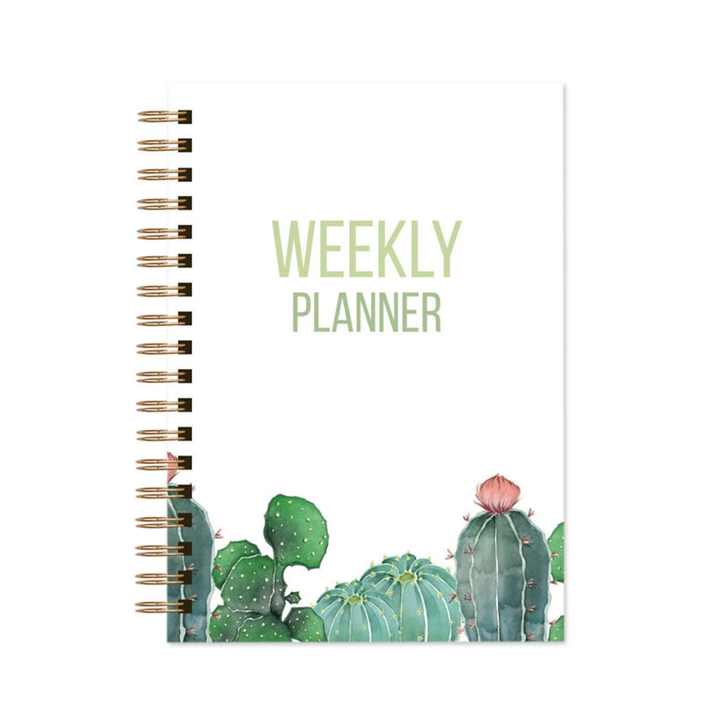 CSCHome Durable Planner 2023-2024, Coil A5 Notebook, Fine Floral Printing Hard Cover Weekly Planner , Flat 180° Spreadable for Students, Office Workers