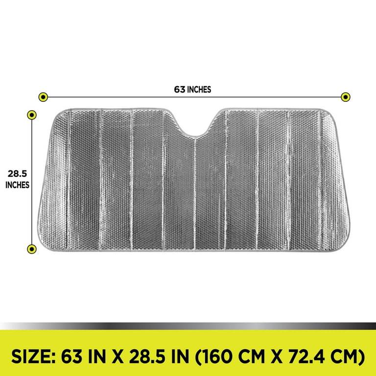 Auto Drive Heavy-Duty Silver Accordion Sunshade 1 pack, 63'' x
