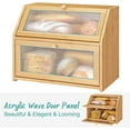 thumbnail image 5 of Bread Box for Kitchen Counter, Large Bamboo Wood Double Layer Bread Box, Wooden Bread Storage Capacity, 5 of 8