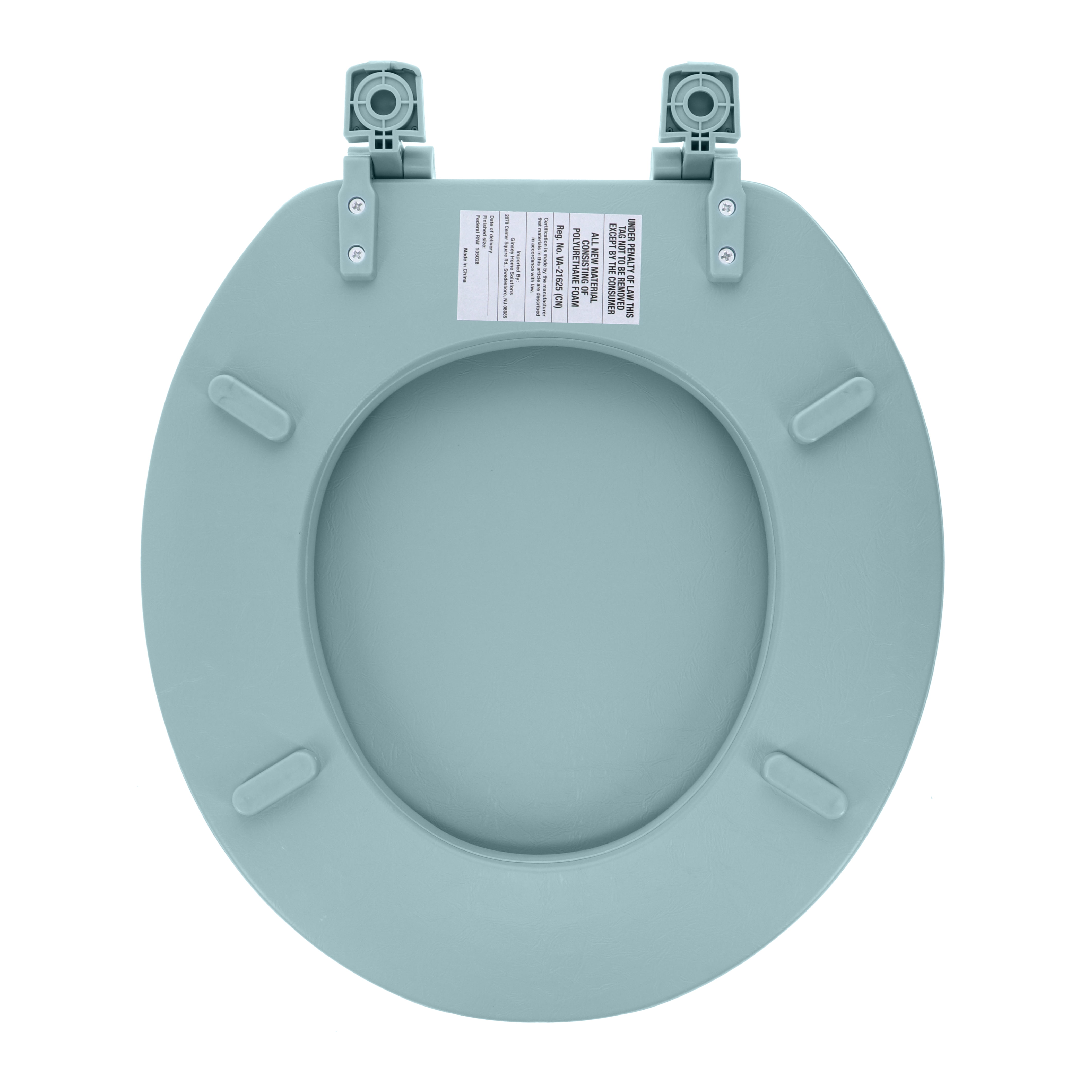 Ginsey Round Soft Cushion Toilet Seat, Mineral Blue