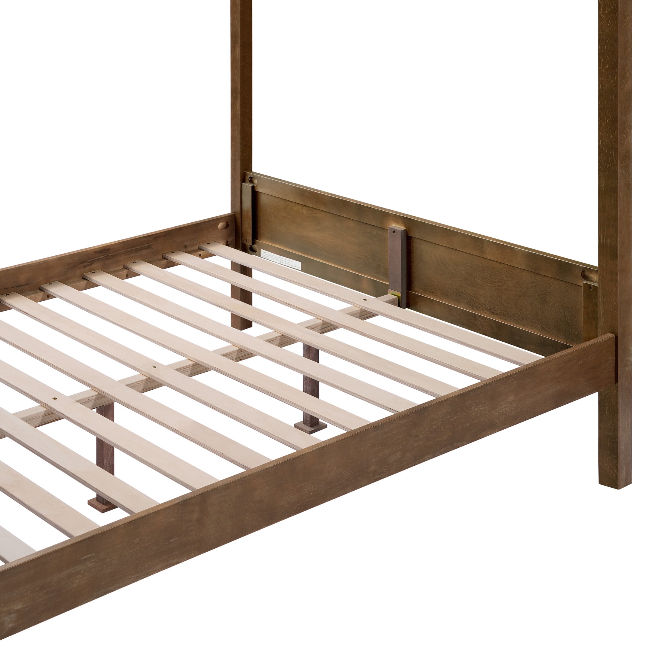 Christopher Knight Home Farmhouse Canopy Bed Frame with Headboard, Solid Wood Frame, Antique Natural