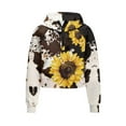 thumbnail image 4 of Uourmeti Cow Print Sunflowers Youth Zip Up Sweatshirt with Pocket Quarter Zip Up Design Lightweight Athletic Wear Soft Casual Pullover Top Size 13-14, 4 of 7