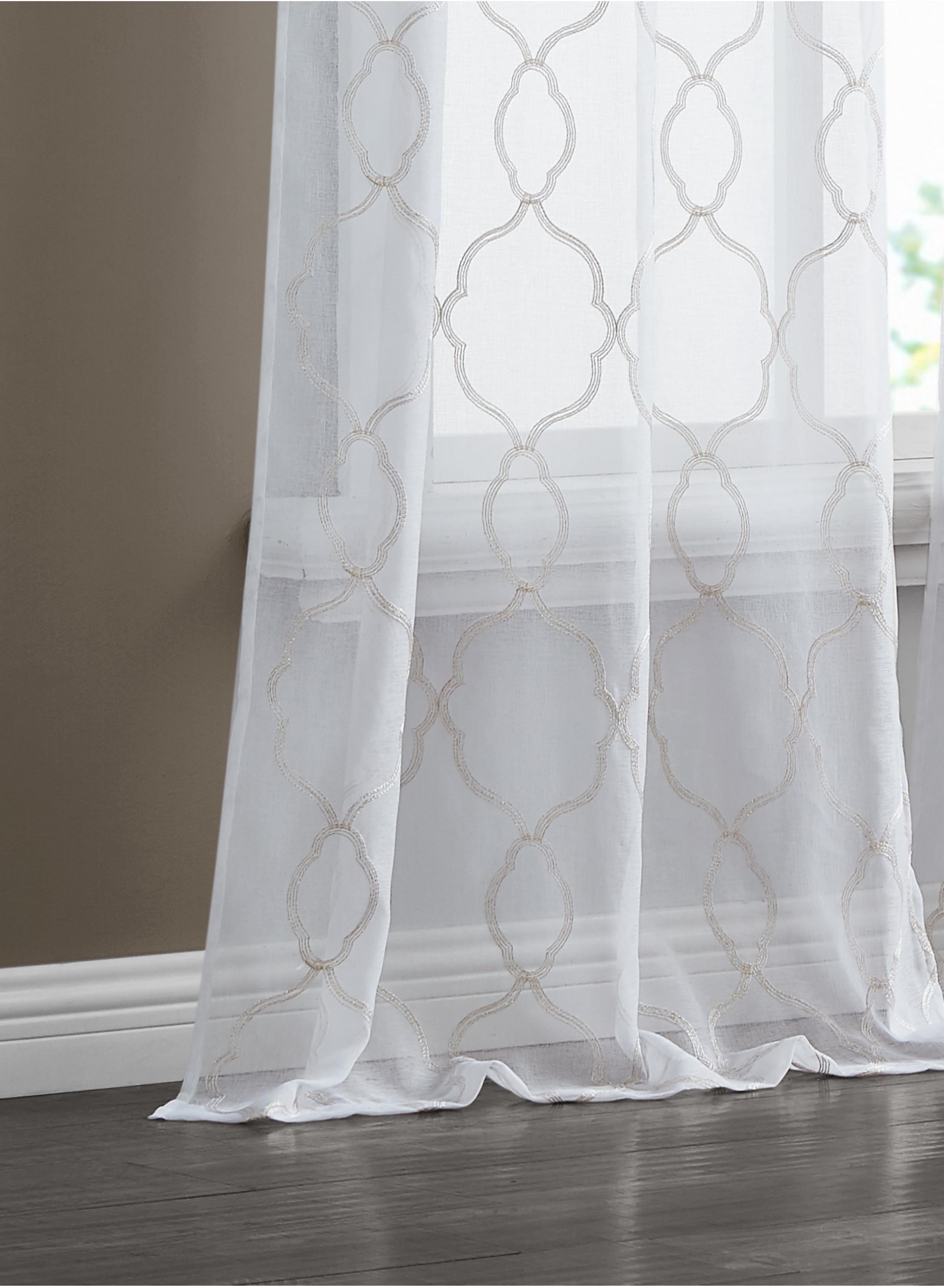 Dainty Home 4-Pack Light Filtering Grommet Curtain Panels, Metallic Embroidered, 54"x84"