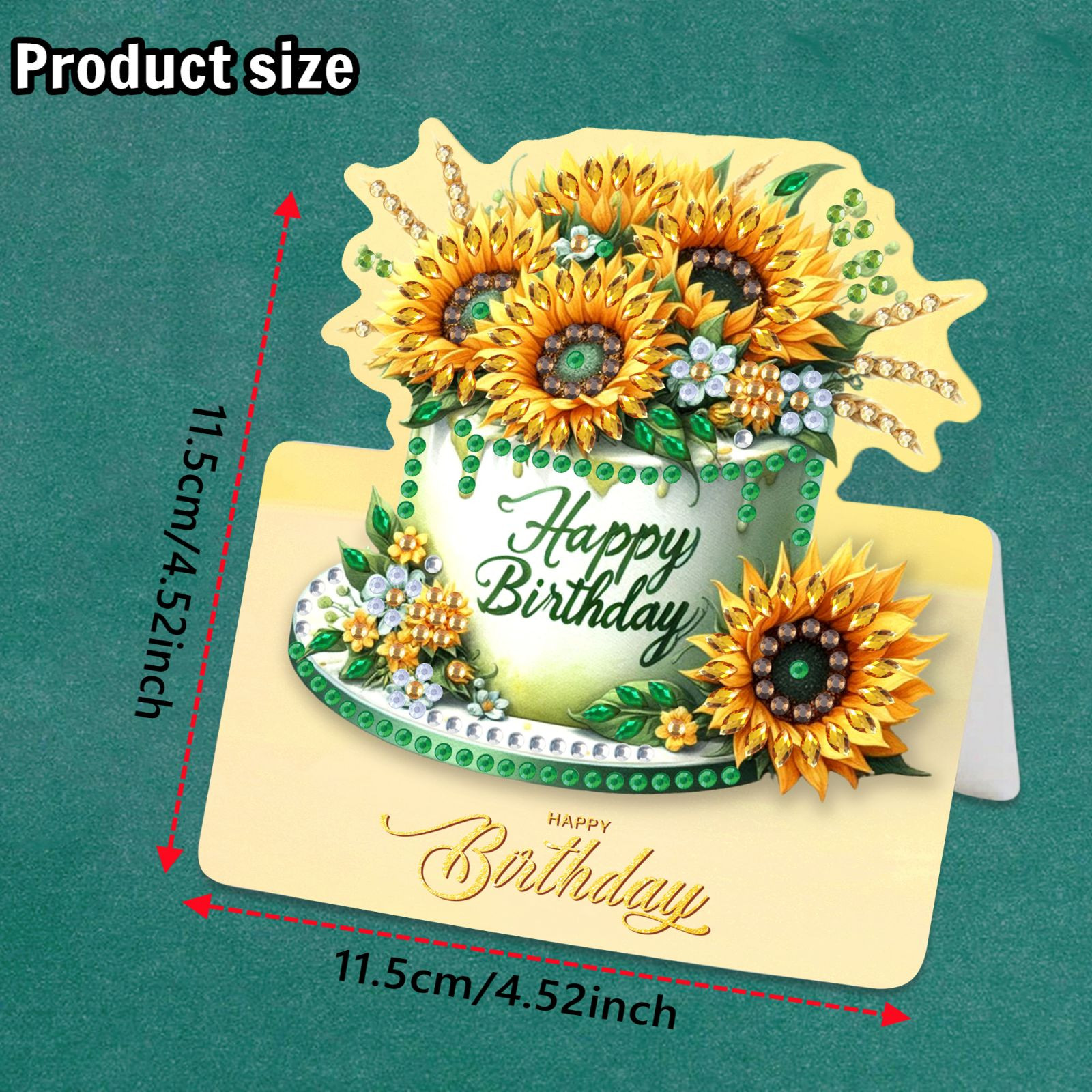 FLOPESN 6Pcs Happy Birthday DIY Diamond Art Painting Greeting Card,3D Folding Card Kit,White 4.5X9.1in Envelopes for Festival Gift-Birthday Cake