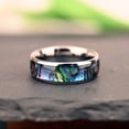 thumbnail image 5 of Tungsten Couple Rings Polished Curved Band with Shell Inlay, 5 of 12