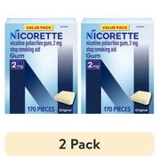 (2 pack) Nicorette Nicotine Gum, Stop Smoking Aids, 2 Mg, Flavored, 170 Count