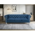 thumbnail image 4 of Home Design Emma Contemporary Velvet Rolled Arm Chesterfield Sofa with Diamond Button Tufted Back and Nailhead Trim, Wood-Turned Legs, Modern Luxury, Blue, 4 of 5