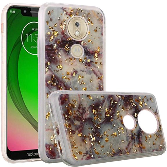 GSA Gold Flake Marble Case for Motorola Moto G7 Play - Purple