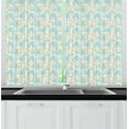thumbnail image 1 of Exotic Kitchen Curtains, Tropical Monstera Leaves Palm Hibiscus Blossoms Flourishing Aloha Hawaii, Two Panels Drapes with Rod Pocket Room Decor, 55" X 45", Seafoam and Pale Pink, by Ambesonne, 1 of 1