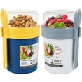 thumbnail image 1 of 2Pcs Overnight Oat Cups with Lid Spoon 790ml Double Layer Breakfast Salad Cups Portable Sealed Overnight Oat Jar Reusable Lightweight On The Go Yogurt Pots for Fruit Salad Cereals, 1 of 8