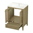 thumbnail image 2 of 24" Bathroom Vanity with Ceramic Basin Bathroom Storage Cabinet with Rattan Doors Drawer Single Sink Vanity Set for Bathroom, 2 of 6