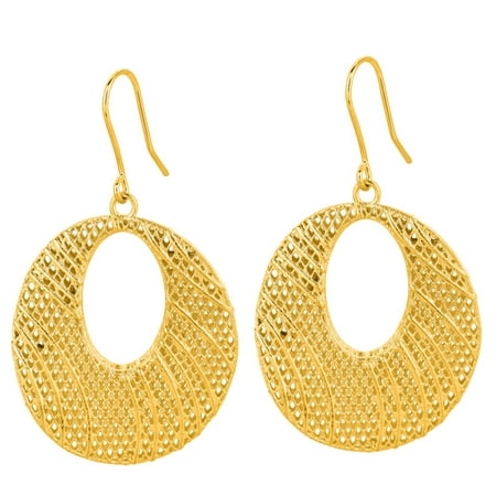 14 Karat Yellow Gold 24x24mm Mesh Dangle Earrings With Fishhook Backs