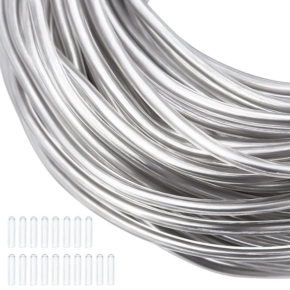 10 Gauge Plastic Covered Aluminum Wire with 20 Caps 82FT Silver DIY Jewelry Making Wire