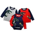 thumbnail image 3 of Toddlers Boys Girls Cartoon Dinosaur Print Knitted Sweater Kids Fall Winter Warm Casual Long Sleeve Pullover Knitwear Top Clothes, Navy Blue, 3 of 10