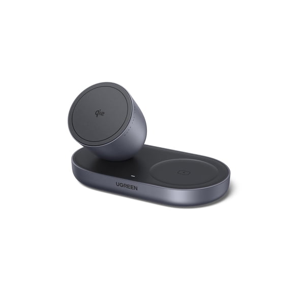 Cargador inalámbrico UGREEN Qi2 15W 2 en 1 para iPhone y AirPods