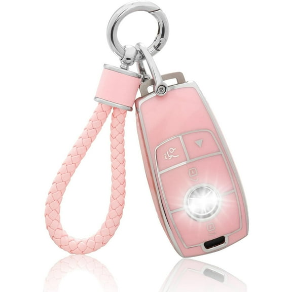 Silver Edge Pink Car Key Sleeve Cross-Border Hot Selling Car Key Cases Pendant Keychain Chain Amazon Hot