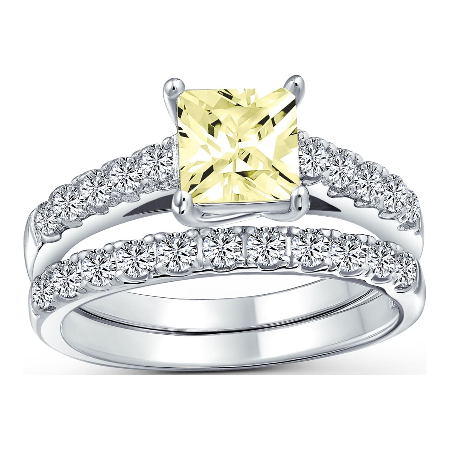 1CT Brilliant Canary Yellow Cubic Zirconia Square Princess Cut