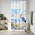 thumbnail image 6 of No Hook Shower Curtain, Coastal Birds Shower Curtains for Bathroom with See Through Top Window, Blue Sky Heron Seabird Tropical Beach Waterproof & Washable Bath Curtain Narrow 54"x78", 6 of 9