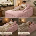thumbnail image 6 of SESSLIFE 65" Oversized Chaise Lounge Chair Indoor, Corduroy Boneless Sofa Bed with Wide Armrest 3 Pillows, Upholstered Cloud Sofa Couches for Living Room, No Assembly Require, Pink, 6 of 7