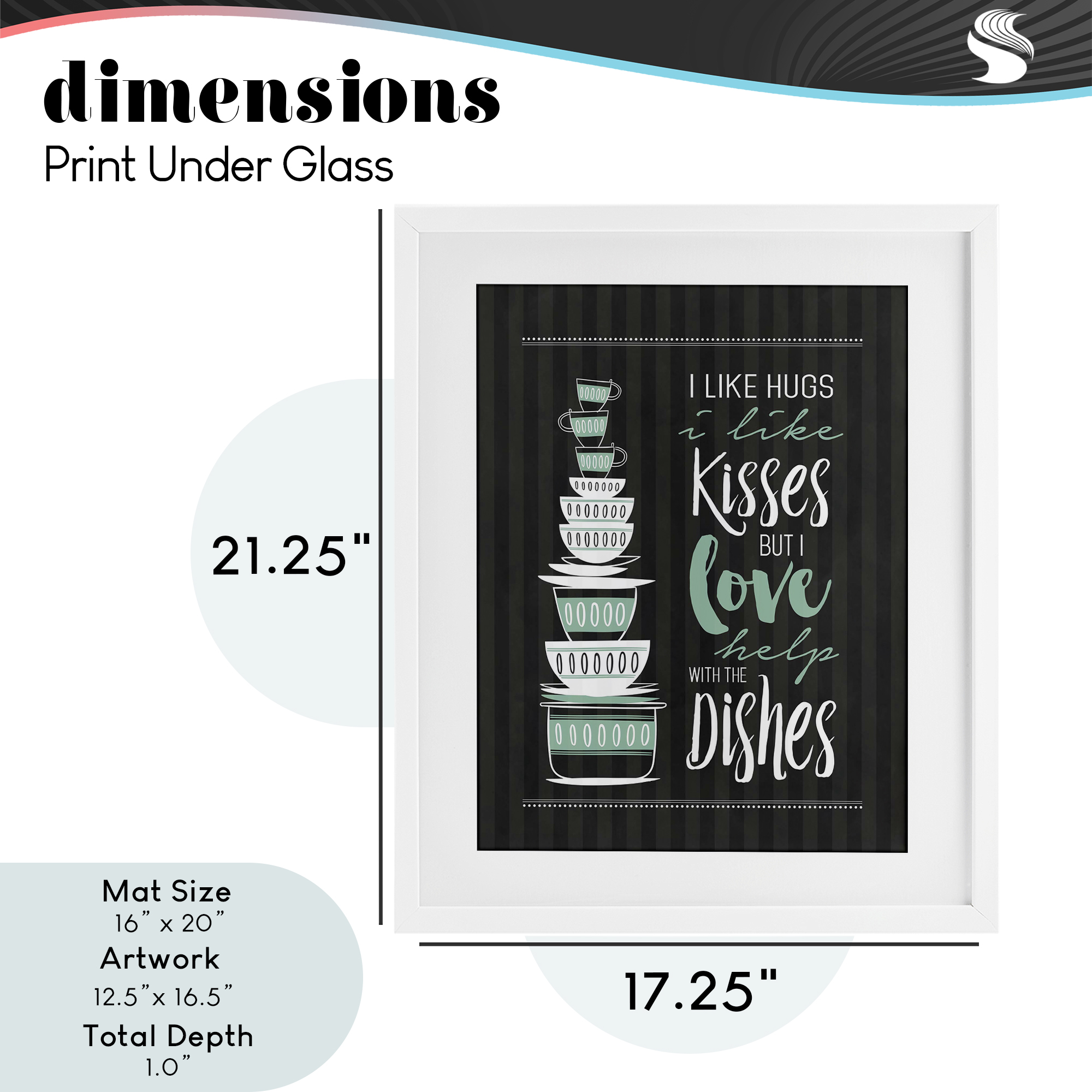 Love Help With Dishes White Framed Print Under Glass, design by Lettered and Lined