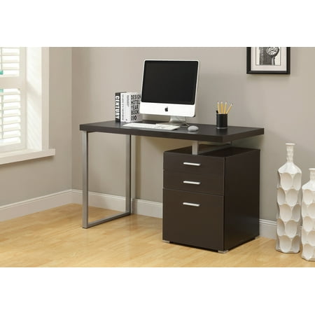 Computer Desk, Home Office, Laptop, Left, Right Set-up, Storage Drawers, 48"L, Work, Metal, Laminate, Brown, Grey, Contemporary, Modern