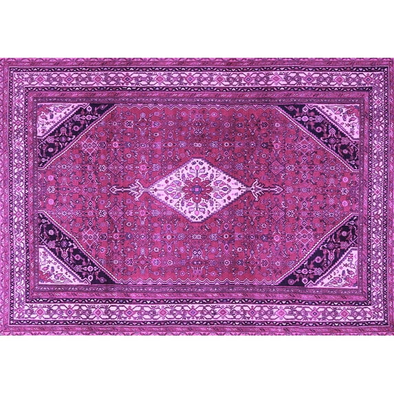 Ahgly Company Indoor Rectangle Medallion Purple Traditional Area Rugs, 5' x 7'