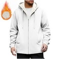 thumbnail image 3 of Mwjwdo Oversized Fleece Lined Jackets for Men Winter Zip Up Long Sleeve Hooded Coats Casual Warm Thermal Outwear with Pockets White L, 3 of 9