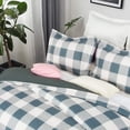 thumbnail image 2 of Microfiber Twin Duvet Cover Set, 2 Pieces Ultra Soft Grid Printed Comforter Cover Set with Zipper Closure and Corner Ties, Blue and Grey, 2 of 6