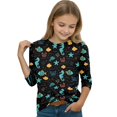 thumbnail image 4 of Abcomgle Girls Top 7-16 Crewneck 3/4 Sleeve Ocean Animal Graphic Tshirts Toddler Summer Fashion Cotton Girls Blouse Cute Girls Shirts, 4 of 5