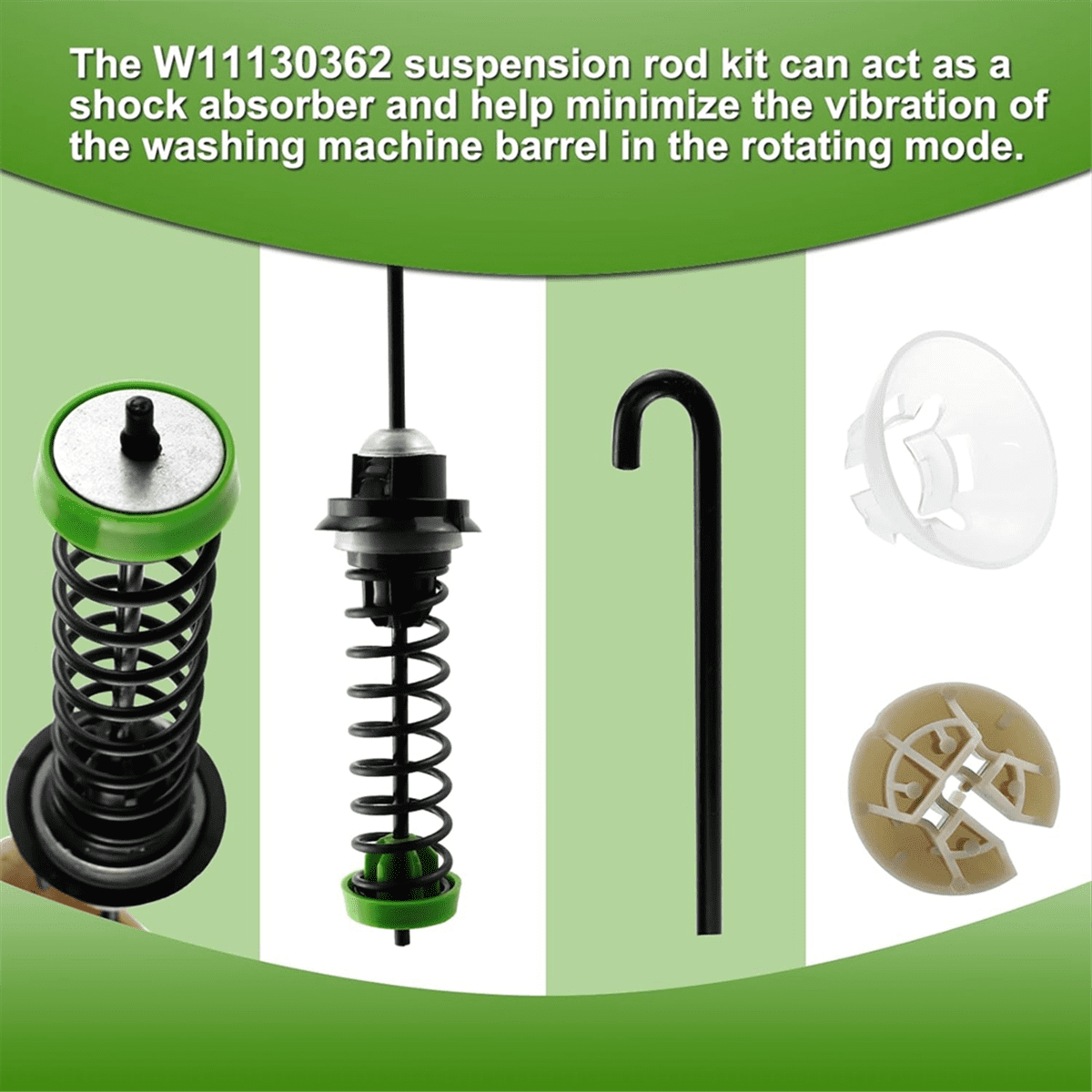W11130362 4Pcs Washer Suspension Rod Kit,for Washing Machines